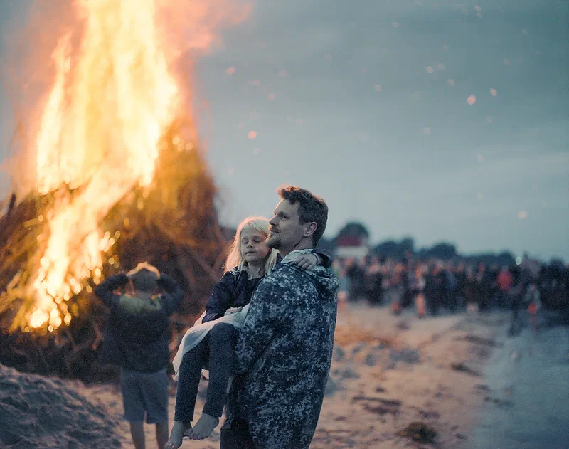 Mid summer event (Sankt Hans) in Denmark. Taken with Pentax 6x7 + 105mm f2.4 with Cinestill 800 film