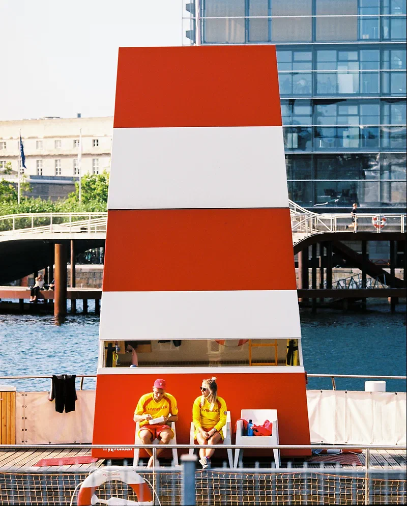 Lifeguards in Copenhagen harbor (Islands Brygge). Shot with Canon EOS 650 + Canon EF 35mm f2 + Kodak Ektar 100.