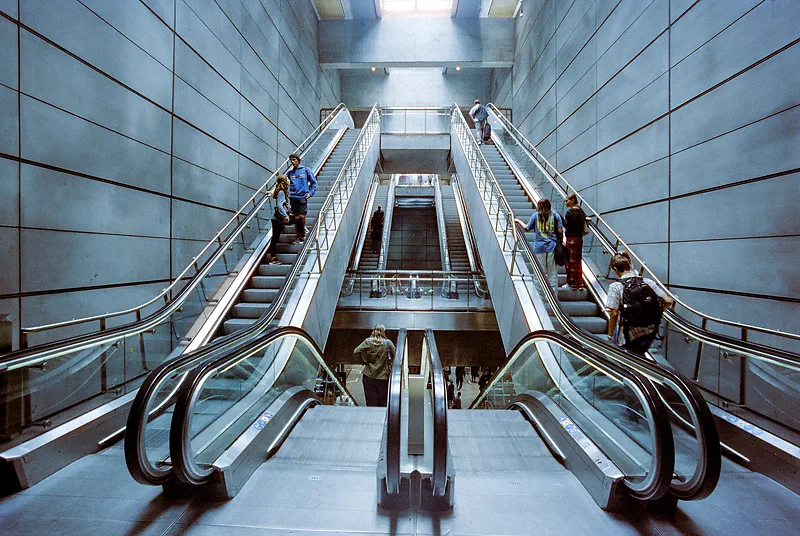 Nørreport Metro Station, Copenhagen. Shot on Contax Aria + Tokina RMC 17mm f3.5 @ f5.6 1/15 sec handheld